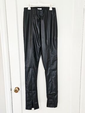 High Rise Black Skinny Slit Pants